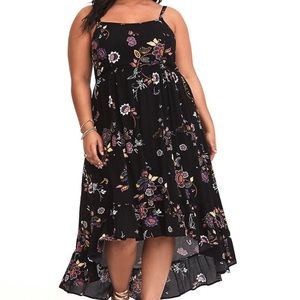Black Floral Hi-Lo Maxi Dress
